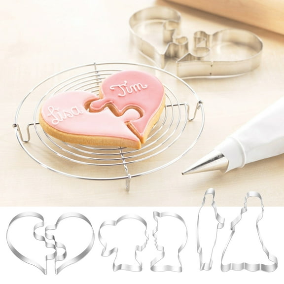 Chagetd Heart Shape Cookies Cutters Mold Non-Stick Biscuit Cake Decorating Tool for Valentine's Day Stainless Steel Kitchen Bakeware for Fondant Cupcakes