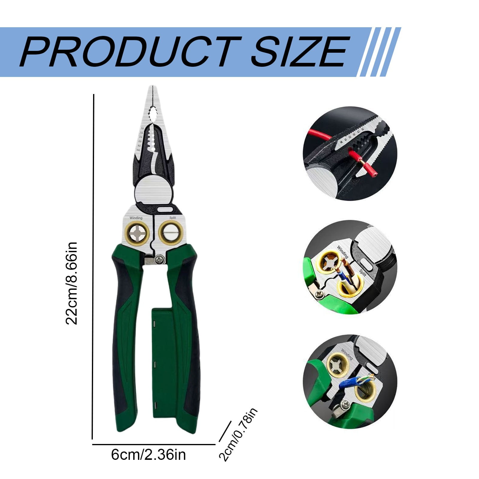 Wire Strippers with Voltage Tester, 8 In 1 Wire Stripping Pliers for Cutting and Pulling, Cable Scissors for Scraping and Pressing Wires with Voltage Test, Wire Stripper Tools for Electrician Work