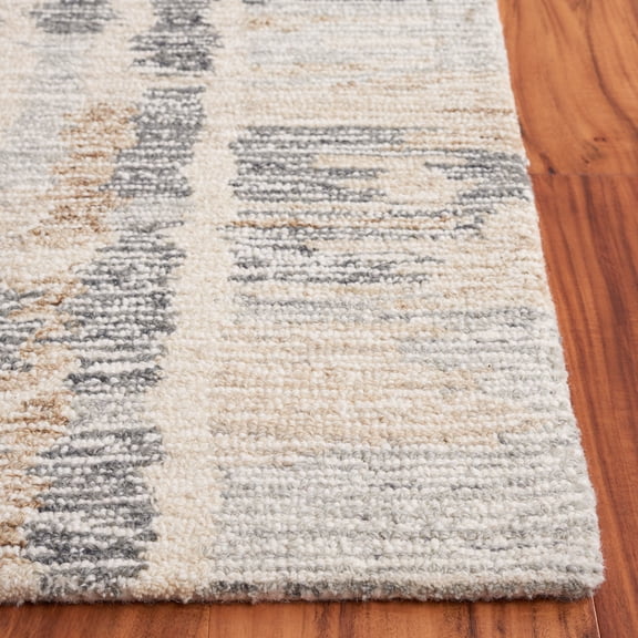Safavieh  Handmade Ebony Yakut Modern Wool Rug 6' Round - Grey/Ivory