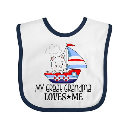 

Inktastic My Great Grandma Loves Me Grandson Gift Baby Boy Bib