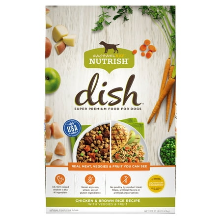 Rachael Ray Nutrish DISH Natural Dry Dog Food, Chicken & Brown Rice Recipe with Veggies & Fruit, 23
