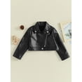 thumbnail image 2 of Bagilaanoe Toddler Little Girl PU Leather Jacket Toddler Long Sleeve Black Coat 4T 5T 6T 7T Kids Fall Zip Up Motorcycle Outwear, 2 of 8