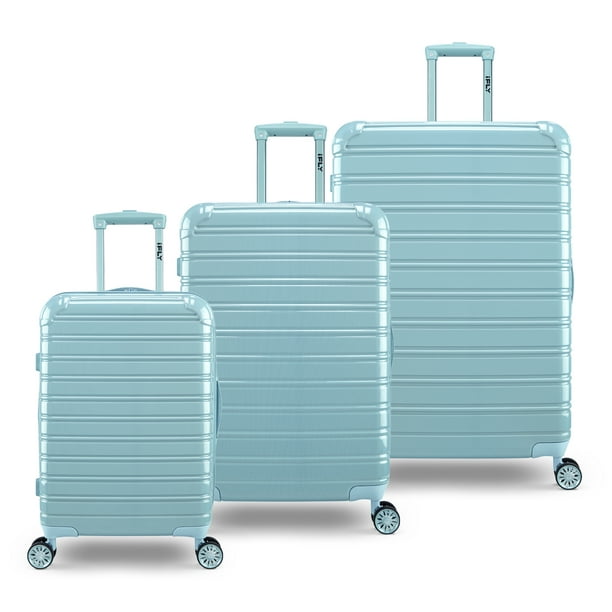 iFLY Fibertech 3 Piece Hardside Expandable Luggage Set, Blue Sky