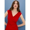 thumbnail image 4 of LAUREN RALPH LAUREN Womens Red Ruched Sleeveless V Neck Above The Knee Wear To Work Sheath Dress 18, 4 of 7