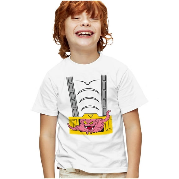 Teenage Mutant Ninja Turtles Krang Suit Kids T Shirt for Youth Boys and Girls, White, Medium