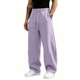 thumbnail image 3 of Hearthz Baggy Mens Sweatpants Wide Leg Lounge Cotton Jogging Pants Open Bottom Cotton Sweatpants for Men with Pockets Light Purple XXL, 3 of 8