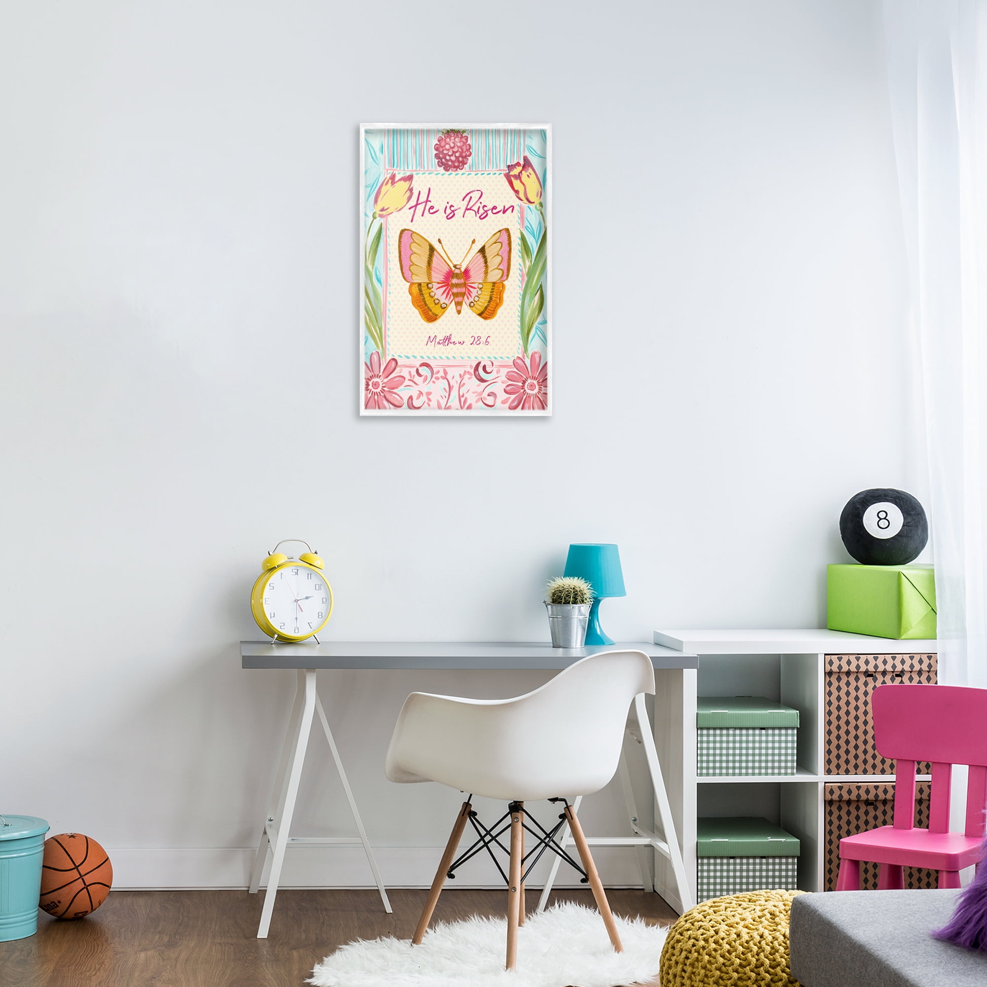 Stupell Industries He Is Risen with Butterfly White Framed Giclee Art, design by Ani Del Sol