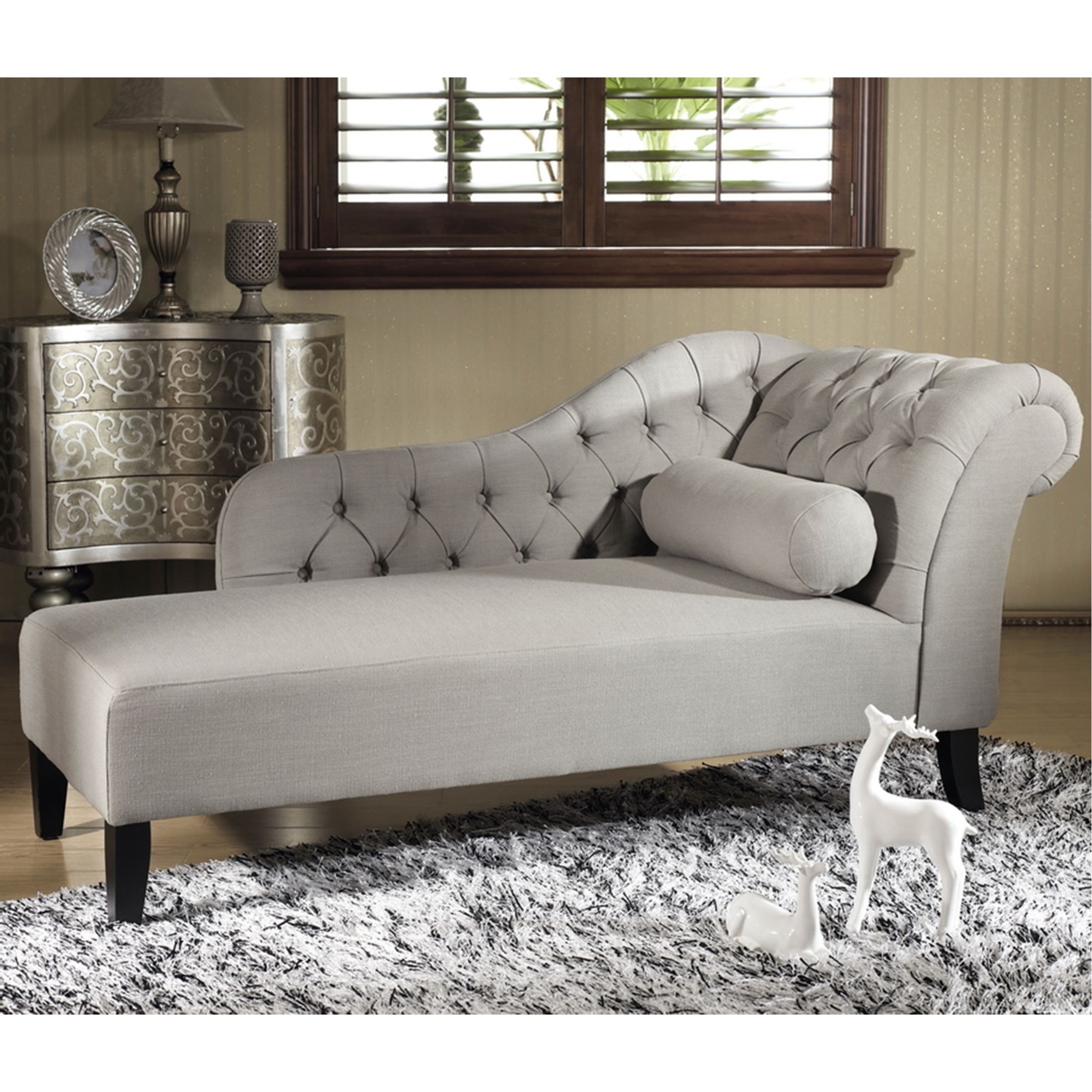 Aphrodite Tufted Putty Gray Linen Modern - image 3 of 3