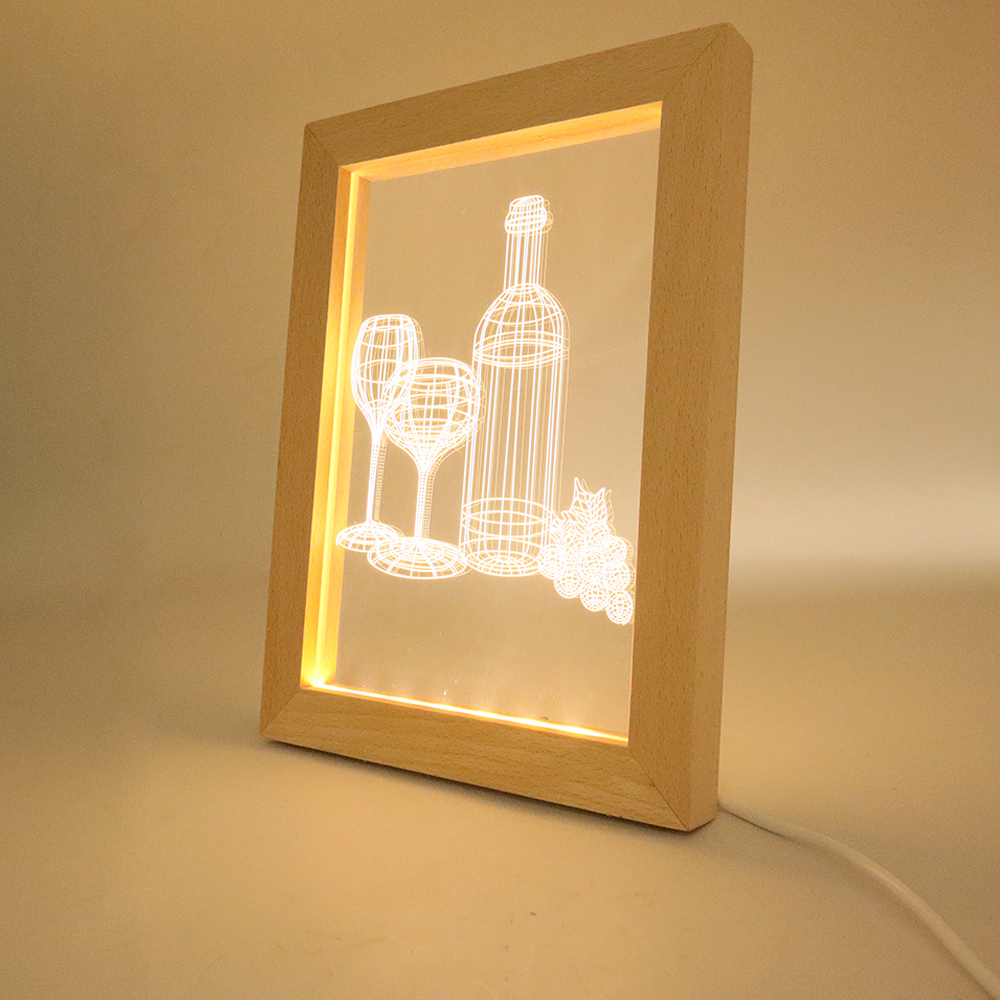 Buy VING 2sets / pack Wood Photo Frame 3D LED Photo Frame Kit ( Wooden ...