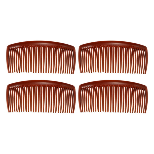 4uds Clásico Lateral Clip Pelo Peine, Dientes Pelo Peines Pelo Clip Peine Plástico, Marrón, 4