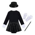 thumbnail image 4 of Jhaoyu Kids Girls Deluxe Little Magician Costume Set Leotard Dress with Hat Magic Wand Gloves Black 10, 4 of 6