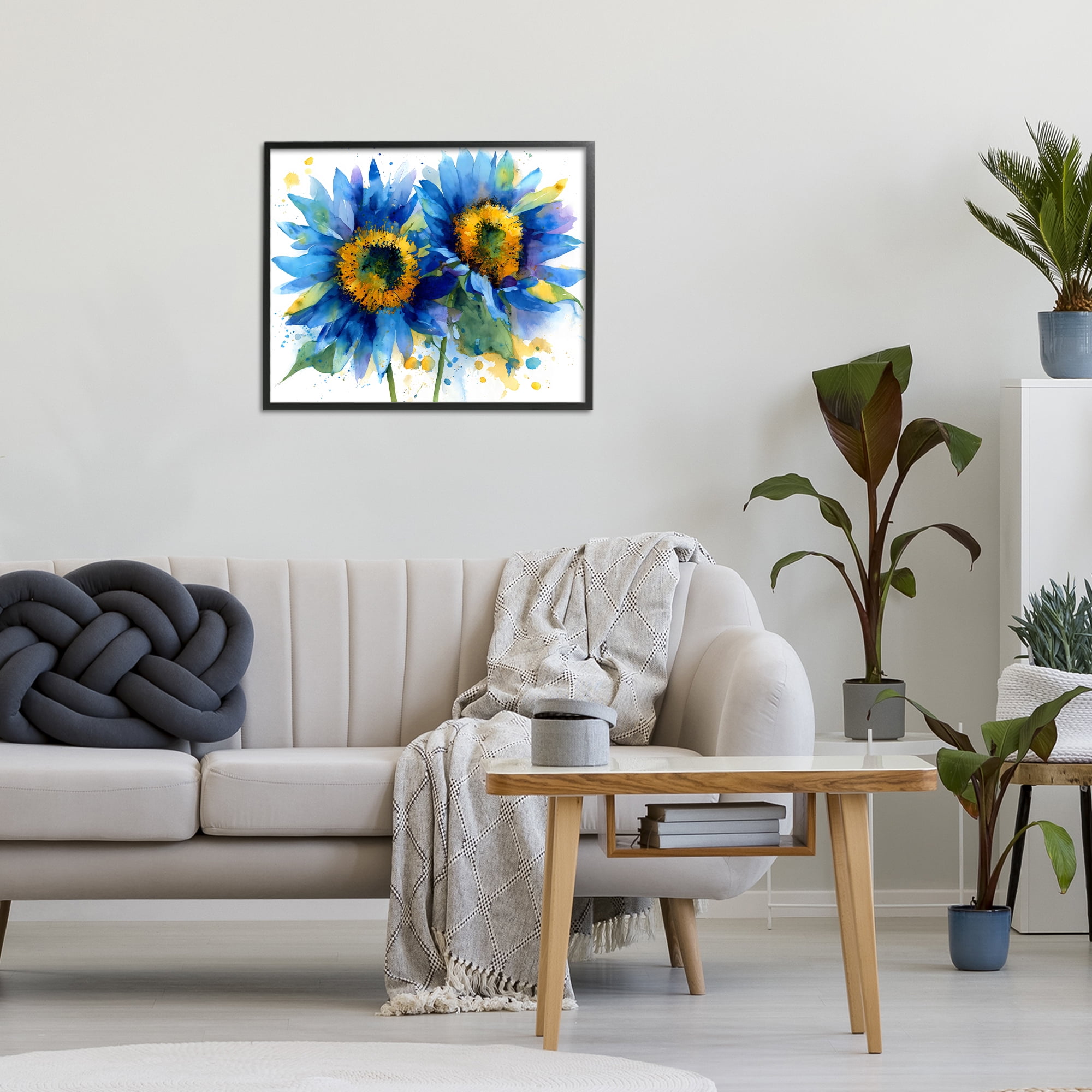 Stupell Industries Blue Sunflowers Bouquet Black Framed Giclee Art, design by Franklyn Gregory