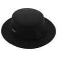 thumbnail image 3 of GOOHOCHY Sombrero Fedora de ala ancha vintage Sombrero panamá cálido y elegante Sombrero canotier con parte superior plana Sombrero de copa negro clásico Talla única para mujeres y hombres, 3 of 8