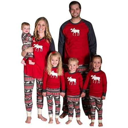 

Fanvereka Family Matching Christmas Pajamas Adults Kids Tops+Pants Baby Xmas Romper