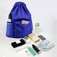 thumbnail image 4 of Drawstring Backpack with Wet Pocket | Waterproof Oxford Cloth | Unisex Sports Gym Bag | Beach, Swim, Travel, Cheer, Teams | Multiple Pockets | 14.6x7.1x18.9 in | Lightweight Durable, 4 of 6