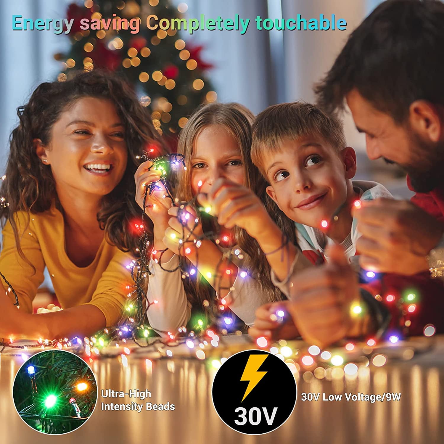Quntis 82ft 1000 LEDs Christmas String Lights, Multicolor Outdoor Waterproof Christmas Tree Lights with 8 Modes, Plug in Holiday Twinkle Fairy String Lights for Garden Tree Party Decoration
