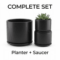 thumbnail image 2 of BUYMAX 4+5+6 inch Set of 3 Ceramic Planters, Matte Black Flower Pots with Drainage Hole and Tray, 2 of 13