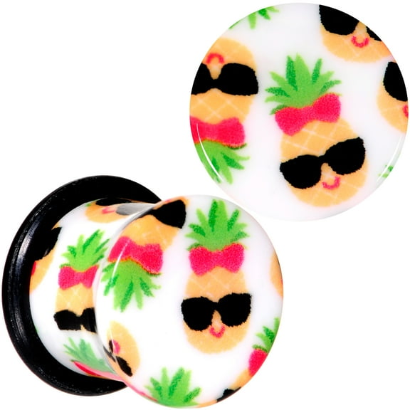 Body Candy 7/16” 2Pc Ear Plugs White Acrylic Cool Pineapple Single Flare Ear Plug Gauges Set of 2 11mm