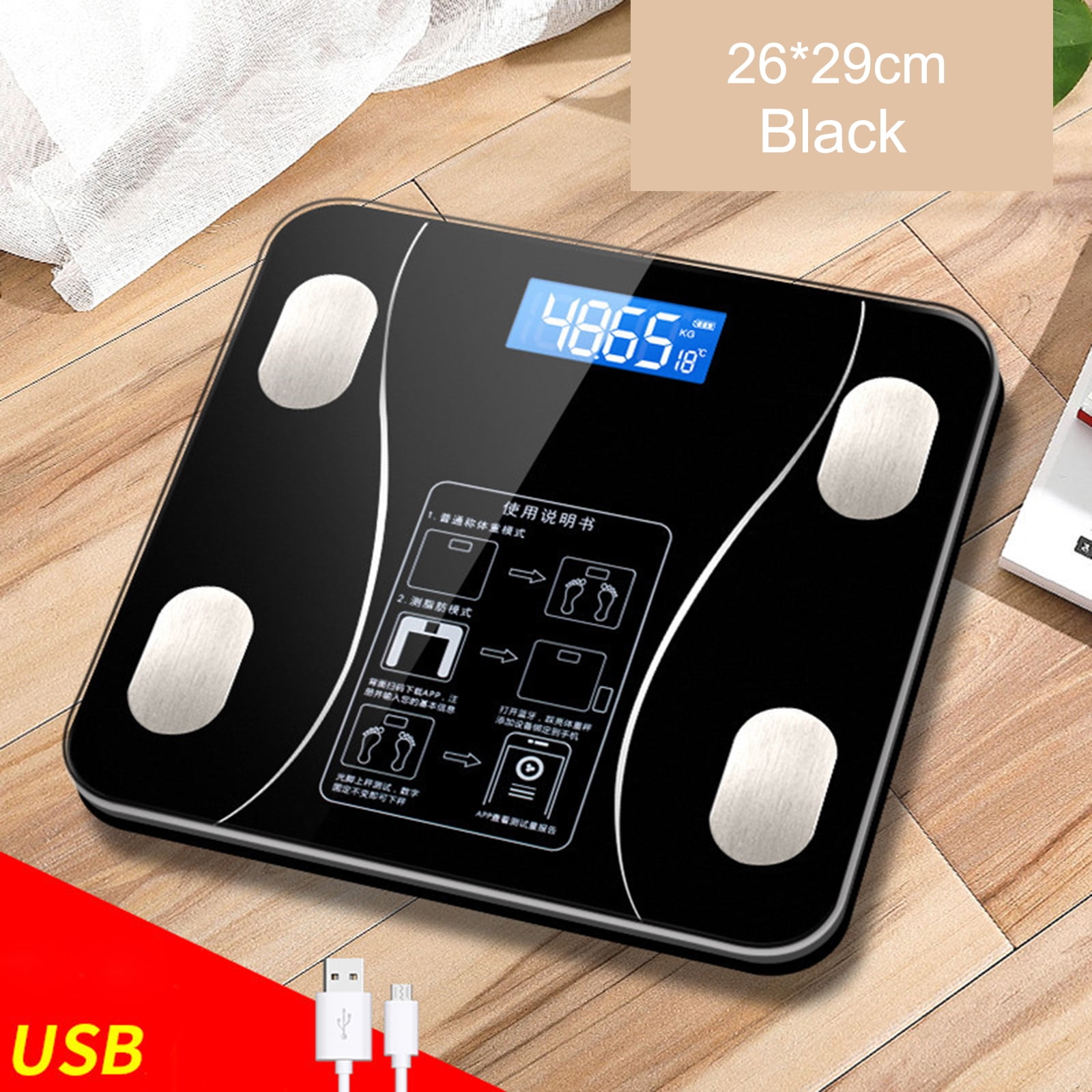 Nunet Bluetooth Smart Body Weight Scale Low Profile Tempered Glass Dig –