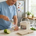 thumbnail image 3 of MKHSQHDG Today's Deals Compact Double Layer Tray with Lid and Type Ice Maker for Freezer Pull Out Ice Drawer with Portable Handle Space Saving Small Ice with Ice, 3 of 8