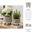 thumbnail image 6 of Ceramic Footed Planter for Home Decor - Hand Painted Flower Pot for Indoor and Outdoor Plants - Decorative Pot Accent for Garden, Patio, and Living Room Decor - Set of 2, 8", 6", White, 6 of 10