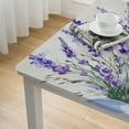 thumbnail image 4 of nygtbtfer  Fitted Tablecloth Elastic Edged Table Cover,Sweet Home Purple Lavender Flower  Wipeable Table Cloths for Kitchen Dining Party Fit up  Tables,Blossom Floral on Linen, 4 of 7