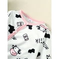 thumbnail image 5 of KIMI BEAR Newborn Baby Girls Rompers Long Sleeves Cow Print Bodysuits Button Down One-piece with Headband Fall Pink 9-12 Months, 5 of 8