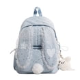 thumbnail image 2 of Bunny Ear Backpack for Students, Cute Star Print Lace Student Bookbag, Lightweight Casual Daypack for Travel Daily Use, 2 of 4