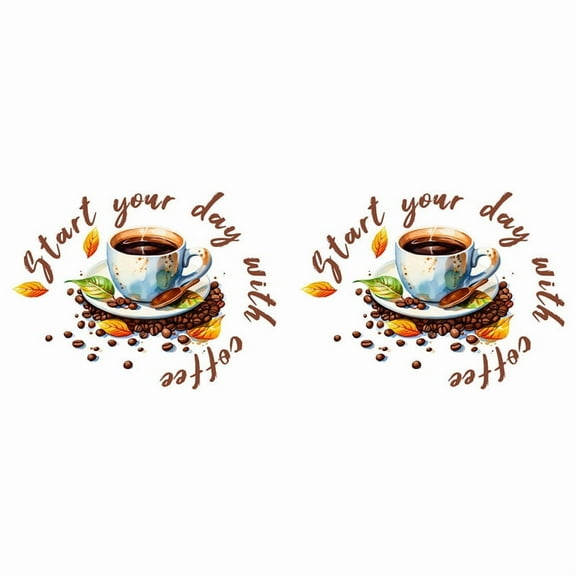 2X Coffee Cup Wall Stickers Restaurant Background Decoration Mural for Cafe Kitchen Room Home Decor Self-Adhesive Decals