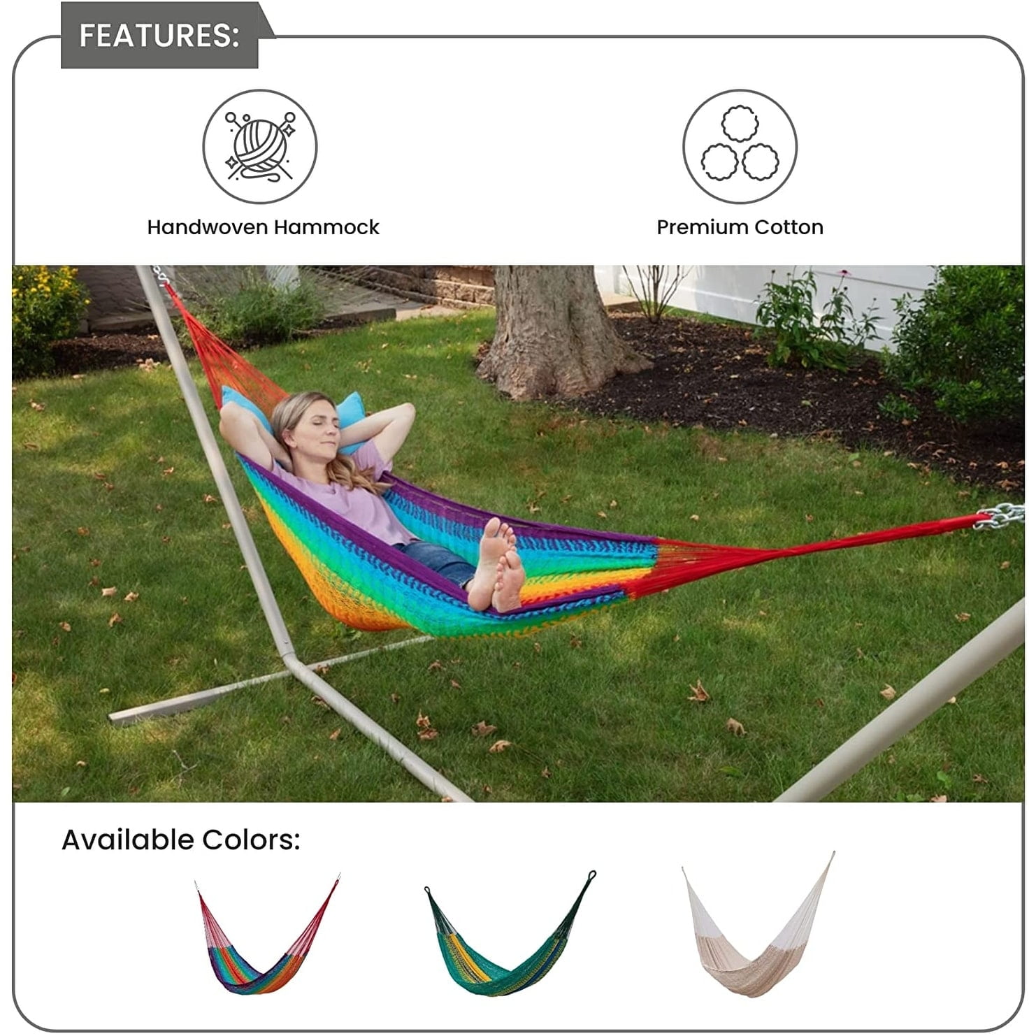 Acapulco Mexican Patio Hammock Cotton Hammock Single Hammock for One Person Outdoor Patio Swing Chair Hand Woven Mayan Hammock Use Inside Outside Back Acapulco Hammocks \u0026 Accessories at