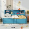 thumbnail image 2 of Metal Twin Size Daybed with Twin Trundle, Storage Shelves & USB Ports, Blue, 2 of 9