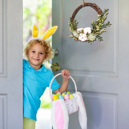 

Folzery Cotton Leaf Simulation Wreath Easter Decoration Door Pendant
