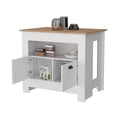 thumbnail image 6 of FM FURNITURE Theba Kitchen Island with 2 doors 3 shelves White Engineered Wood, 6 of 6
