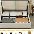 thumbnail image 4 of Dextrus King Size Velvet Upholstered Platform Bed Frame with Tall Tufted Wingback Headboard, No Box Spring Needed, Beige, 4 of 7