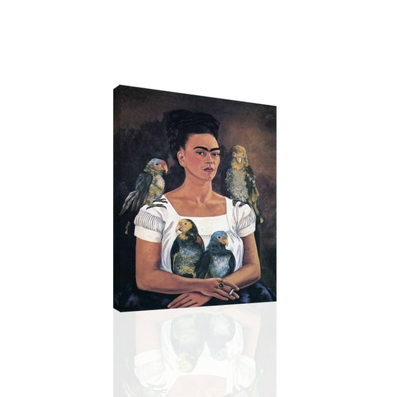 Frida Self Portrait with Parrots - CANVAS or PRINT WALL ART