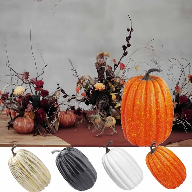 Xihbxyly Calabaza Grande de Utilería, Diseño Realista de Espuma, Color Naranja Brillante y Dorado, Material Ligero y Duradero, Versátil para Decoración de Halloween o Otoño, Tamaño 15,74 X 15,74 X 21