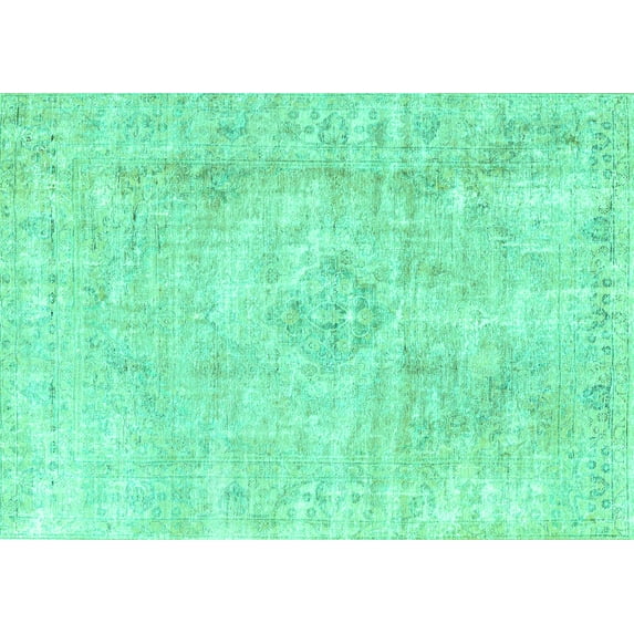 Ahgly Company Machine Washable Indoor Rectangle Persian Turquoise Blue Traditional Area Rugs, 6' x 9'