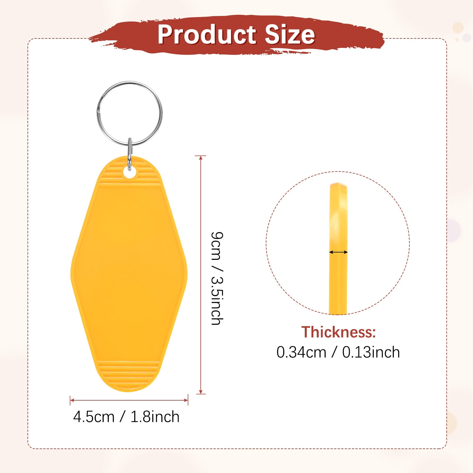 Blank Hotel Keychain Tags [60PCS] - Plastic Rhombus Blank Motel Keychain for Luggage Labels [Light Orange] Vintage Key Tags