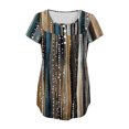 thumbnail image 4 of Xixinqiwan Women Tops under $10.00,Womens Tops Short Sleeve Pleats Tunic Shirt Button Up Vintage Casual Summer Floral Blouses Tee, 4 of 6