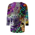 thumbnail image 5 of Cavosen Mardi Gras Casual Tops for Women 3/4 Sleeves Carnival Shiny Mask Graphic Print Blouse Round Neck Party Holiday Shirts Comfy Stylish Festival Tops Dressy Party Funny Tees L, 5 of 5