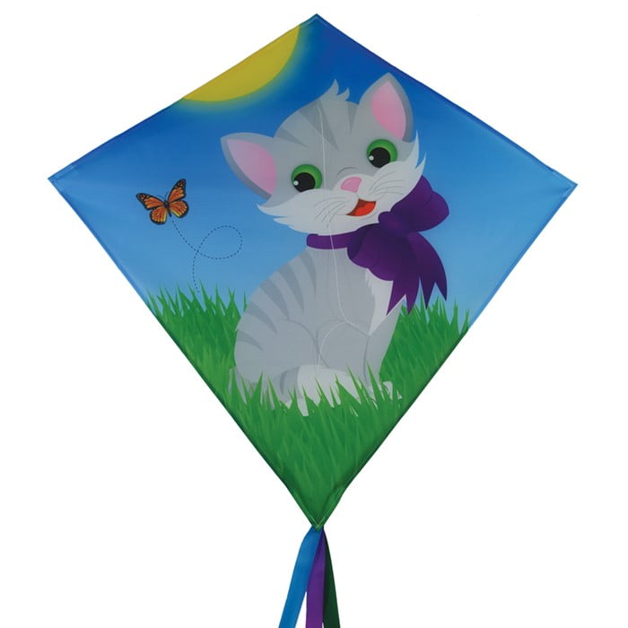 In the Breeze Kitten 30 Inch Diamond Kite Fun, Easy Flying Kite