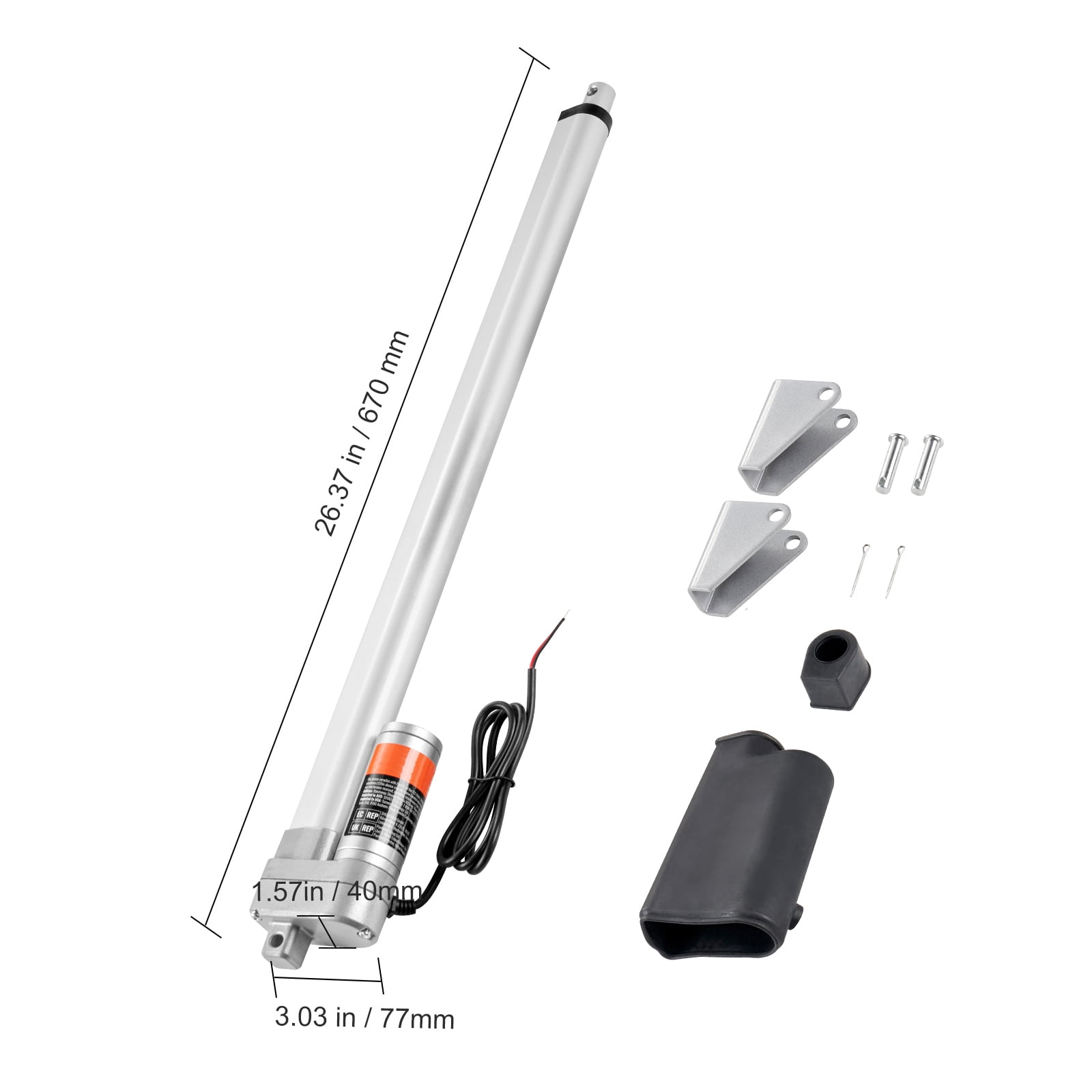 KFFKFF Linear Actuator 12V, 20 Inch Waterproof IP65 Linear Actuator, 660lbs/3000N 0.19"/s Linear Motion Actuator with Mounting Bracket for Outdoor Use
