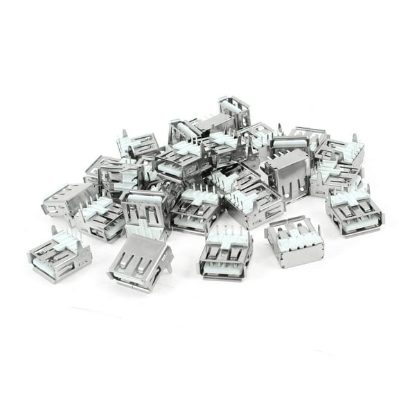 Unique Bargains 30pcs Right Angle 4-Pin PCB Mount DIP Female USB 2.0 A Jack Socket Port