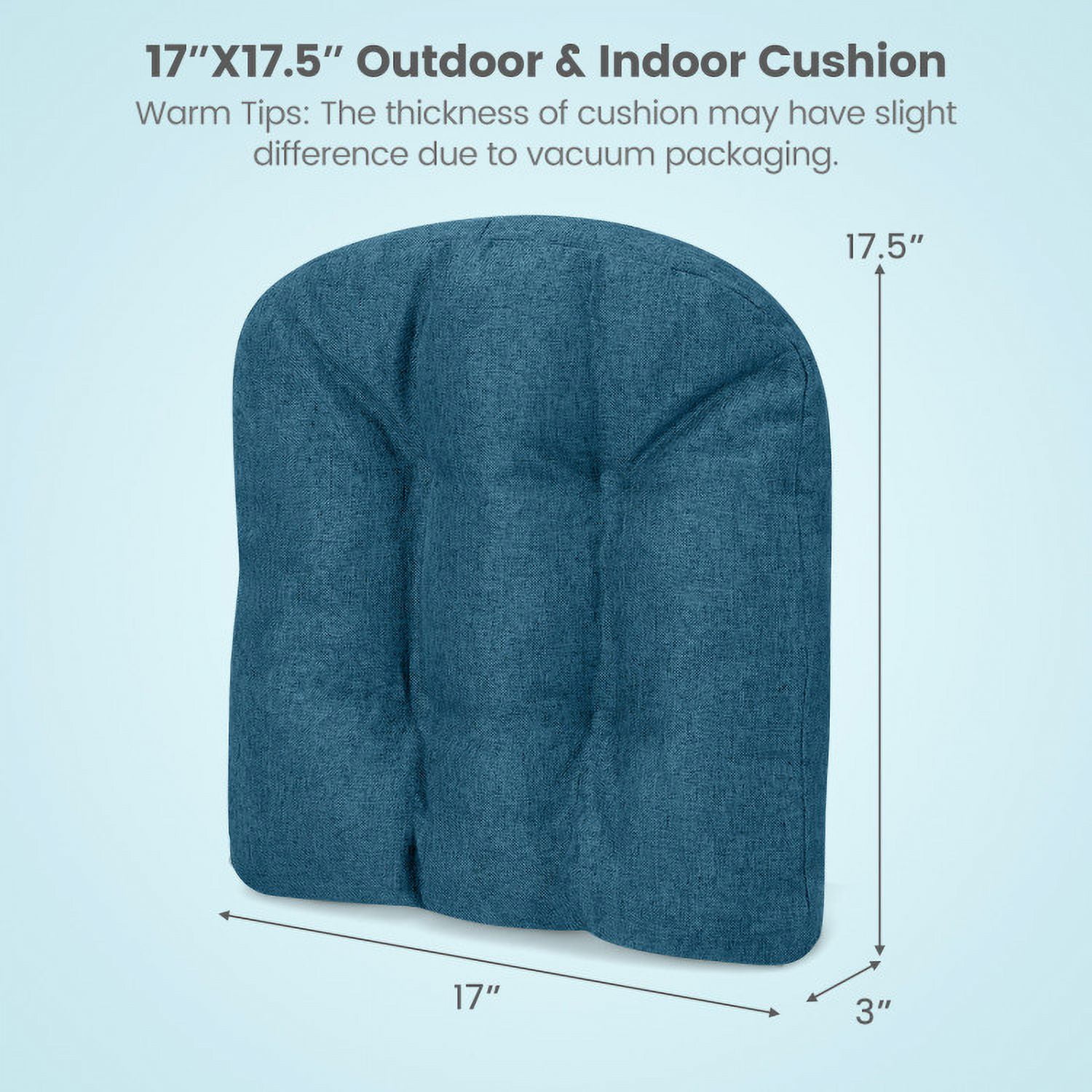 Aimee Lii 4 Pack 17.5 x 17 Inch U-Shaped Chair Pads with Polyester Cover, Outdoor Patio Furniture, Navy Aimee Lii 4 Pack 17.5 x 17 Inch U-Shaped Chair Pads with Polyester Cover, Outdoor Patio Furniture, Navy