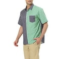 thumbnail image 4 of INSPIRE CHIC Men's Shirts Short Sleeve Summer Cotton Patchwork Button Down Shirts L Navy Green, 4 of 5
