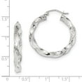 thumbnail image 2 of FB Jewels 10K White Gold Polished & Textured Twist Hoop Earrings, 2 of 2