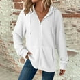 thumbnail image 2 of DDAPJ pyju Womens Zip Up Hoodies Waffle Knit Sweatshirt Jacket Lightweight Drawstring Hooded Tops with Pockets White XL, 2 of 9