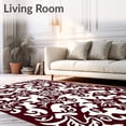thumbnail image 2 of ODIKA 4'x6' Machine Washable Non-Slip Area Rug, Elegant Damask with Symmetrical Floral Scrolls and Refined Curves High Traffic Rug, Brown, 536209, 2 of 7