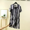 thumbnail image 2 of GPOECD Robe de Nuit d'Été pour Femme à Manches Courtes, Col Rond, Mince, Grande Taille, Ample, Imprimée, Pyjama pour Femmes, Douce en Viscose, Tenue d'Intérieur 44_Black,One Size, 2 of 4