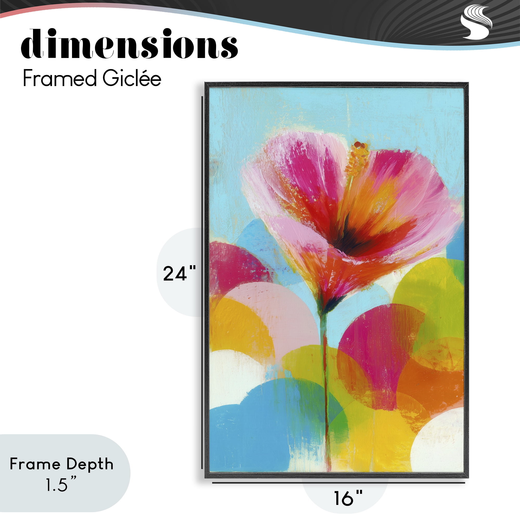 Stupell Industries Hibiscus In The Sun Black Framed Giclee Art, design by Chromatic Storm Studio